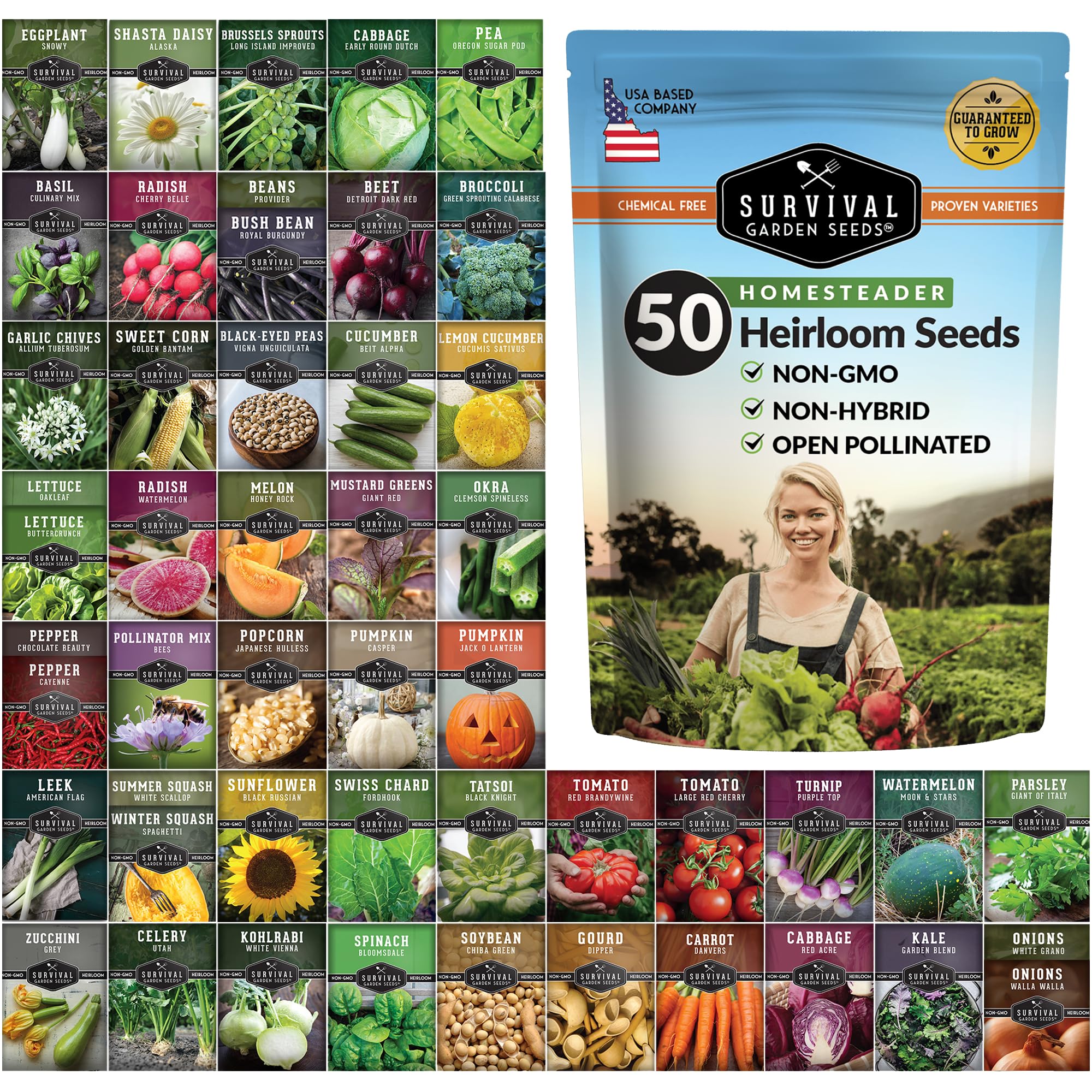 Amazon.com : Homesteader Seed Vault - 50 Packs of Non-GMO Heirloom